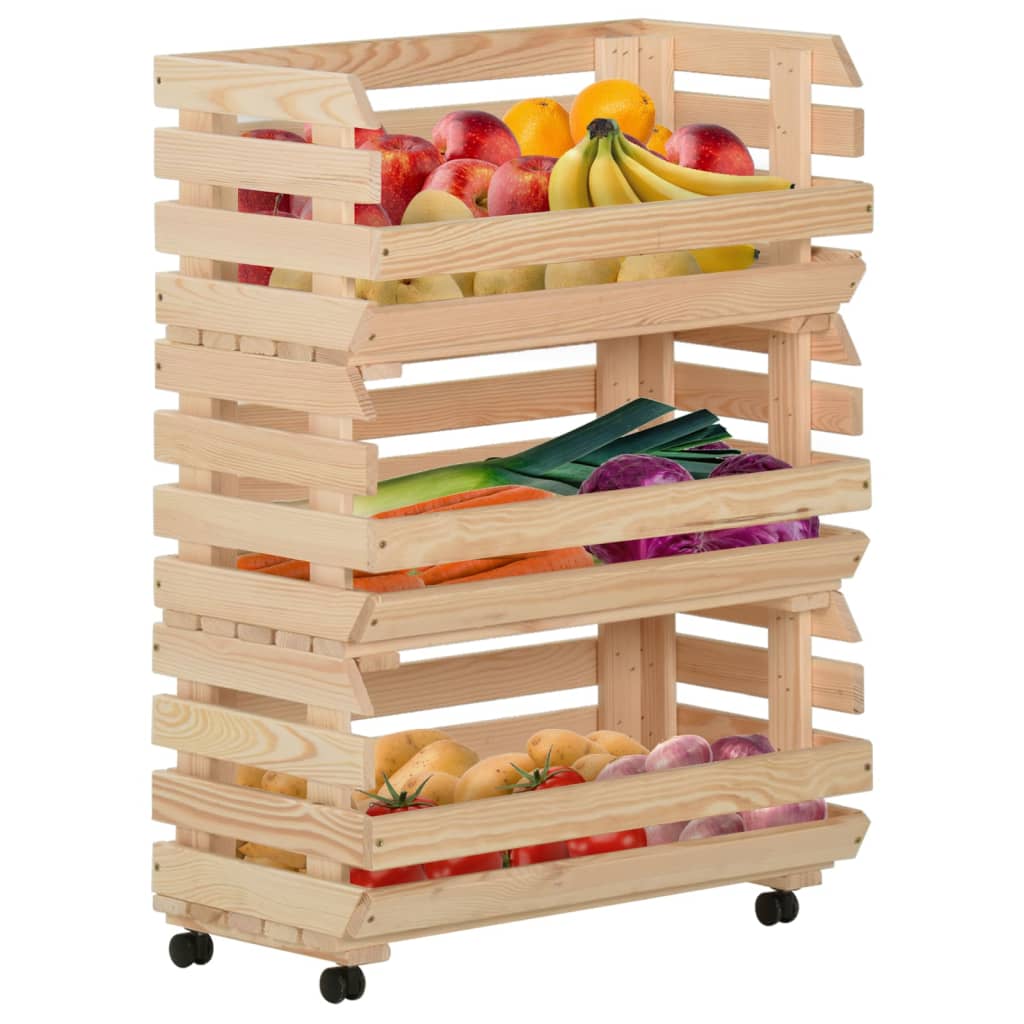 Vegetable Trolley 57x30x80 cm Solid Pinewood